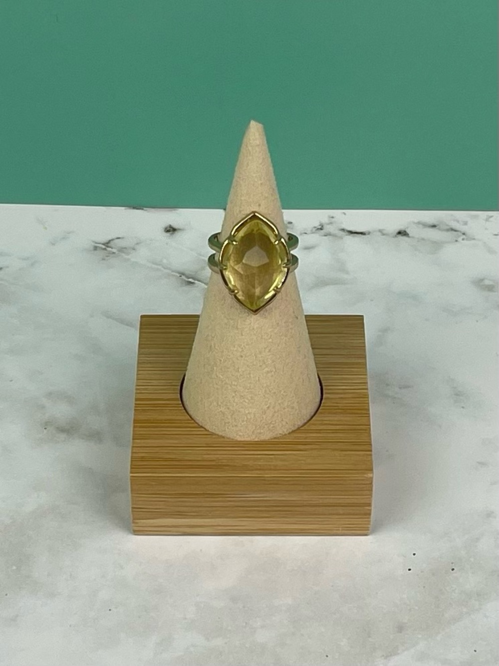 Stella & Dot Gold Arabesque Yellow Crystal Statement Ring - Adjustable